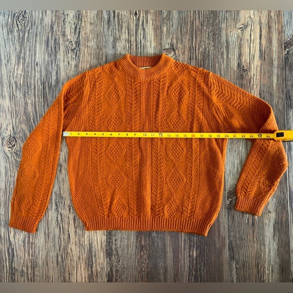 Vtg College Town Of Boston Knit Orlon Acrylic Sweater No Size Tag Burnt Orange - Picture 4 of 8